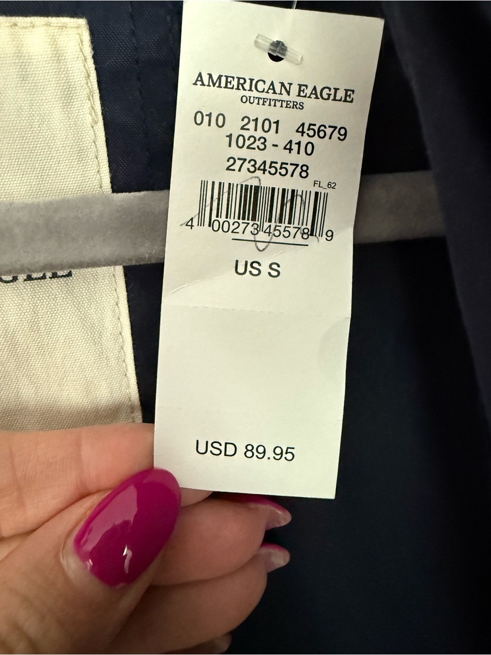 American Eagle Navy Mac trench coat Button-Front Lightweight- size S - Picture 4 of 4
